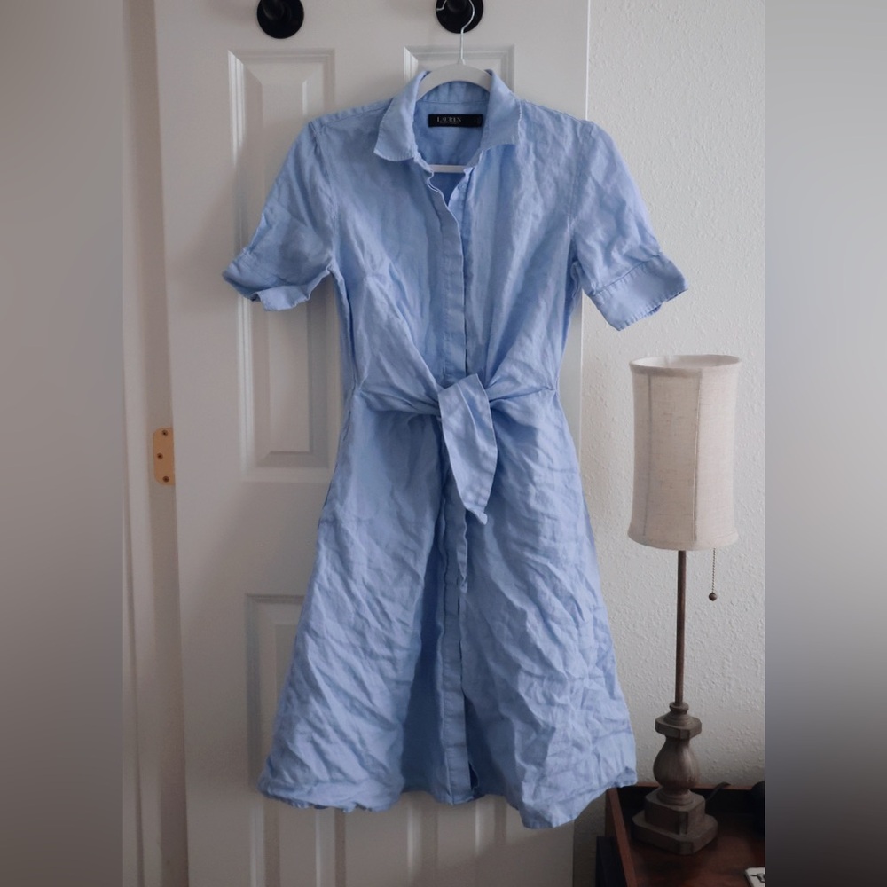 Ralph Lauren Light Blue Linen Dress - Picture 4 of 4